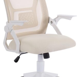 VECELO Mid-Back Swivel Ergonomic Office Chair with Adjustable Arms Mesh Lumbar Support for Computer Task Work, Beige
