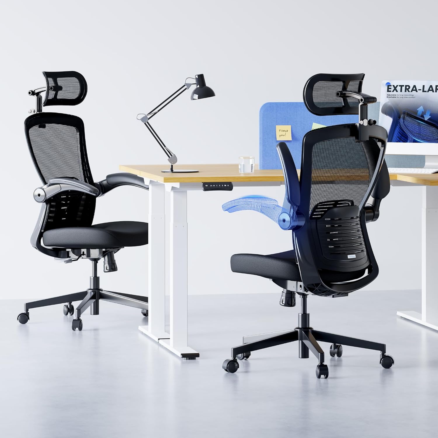 FLEXISPOT OC3-Pro Ergonomic Office Chair High Back Computer Chair with Flexible Flip-up Armrest/8-Level Lumbar Support, High Elastic Foam Seat Cushion, Chairs for Home Office Working Studying, Black - Image 2