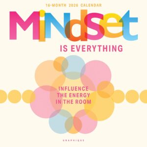 Graphique 2026 Mindset Is Everything Wall Calendar | 12” x 12” | Thick Paper | Home & Office Organizer | Large Monthly Grid | 3 Languages & Marked Holidays | 4 Month Preview Page for 2027