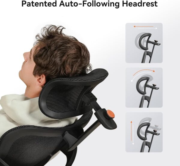 Newtral Ergonomic Office Chair - Home Office Desk Chair with Adaptive Lumbar Support, with Footrest, 4D Armrest, Adjustable Seat Depth & Height - Image 5