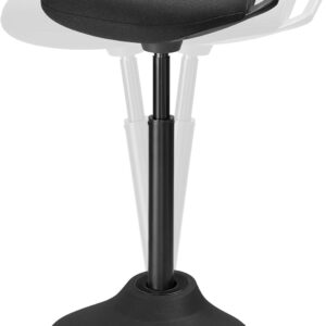 SONGMICS Standing Desk Chair, Adjustable Ergonomic Wobble Stool, 23.6-33.3 Inches Drafting Chair, Swivel Sitting Balance Stool, Fabric Upholstery, Anti-Slip Bottom Pad, Ink Black UOSC02BK