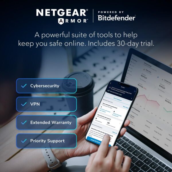 NETGEAR Orbi 770 Series Tri-Band WiFi 7 Mesh Network System (RBE773) - Router + 2 Satellite Extenders, Security Features, Up to 11Gbps, Covers up to 8,000 sq. ft., 100 Devices, 2.5 Gig Internet Port - Image 9