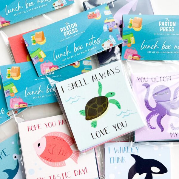 Lunch Box Notes for Kids, Sea Creatures Design, 3 x 3 inches, Set of 20 - Image 4