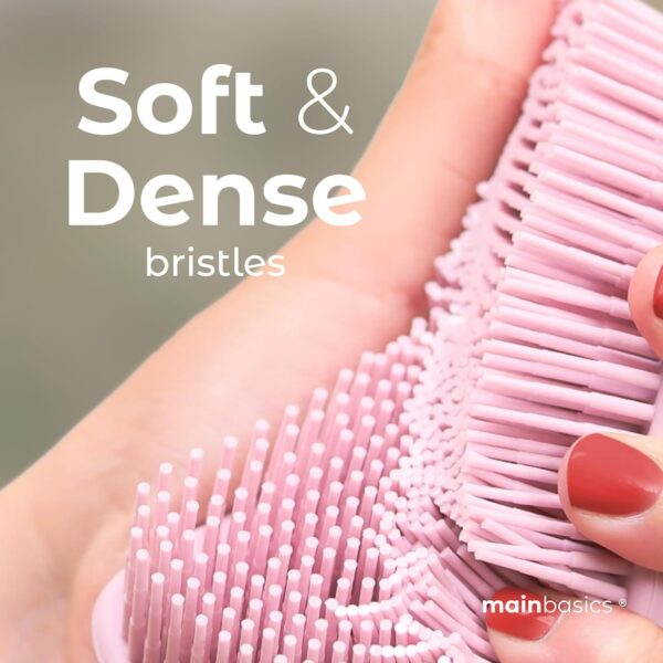 MainBasics Silicone Body Scrubber – Dual-Sided Shower Exfoliator for Men & Women, Gentle Silicone Loofah Alternative for Deep Clean (Pink, Exfoliate) - Image 3