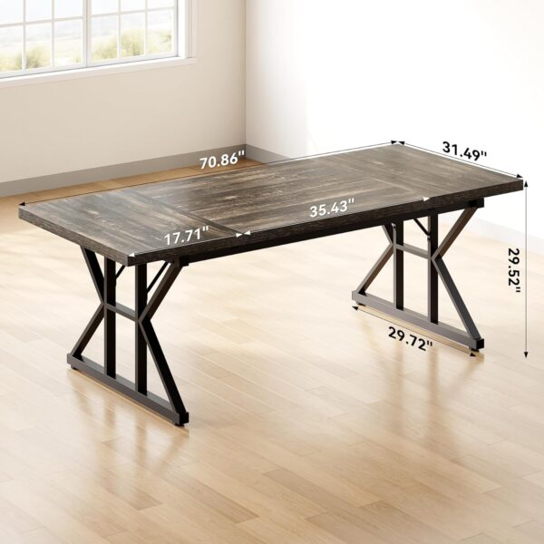 LITTLE TREE 70.8-Inch Large Executive Desk, Extra Long Computer Office Desk Workstation, Modern Simple Style Laptop Table, Sturdy Wooden Writing Workstation for Home Black Oak - Image 3