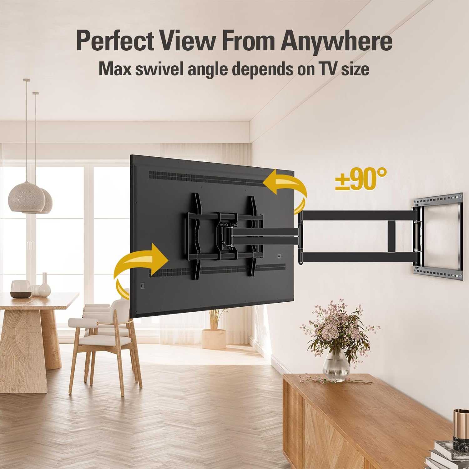 Mounting Dream Long Arm TV Wall Mount for Most 42-90 Inch TV, 40 Inch Extension TV Mount Swivel and Tilt, Full Motion Mount Fits Max VESA 800x400mm, 150 lbs. Loading, 16”,18”, 24” Studs - Image 4