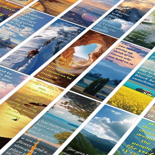 30Pcs Motivational Landscape Bookmarks Inspirational Page-Markers with Uplifting Quotes for Students Kids Teens Adults and Reading Lovers - Image 2