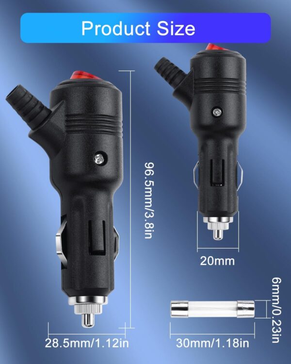 12V Fused Cigarette Lighter Male Repair Replacement Plug with On/Off Switch – Built-in 15A Fuse, LED Indicator, Universal Car Cigarette Lighter Power Adapter for Car Electronics - Image 7