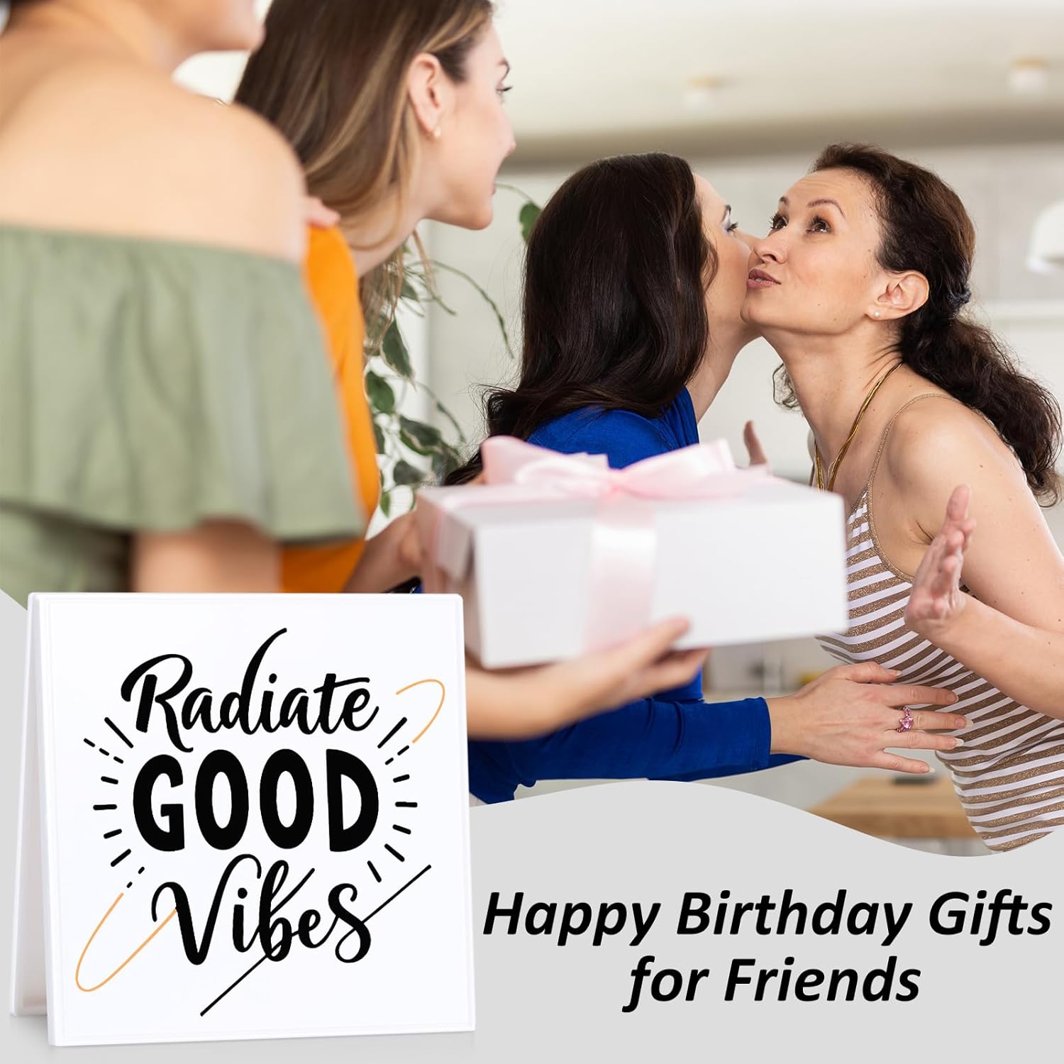 Inspirational Desk Sign Motivational uplifting Gifts Radiate Good Vibes Appreciation Encouraging Gifts Decorative Plaque for Office Desk Table Shelf - Image 6