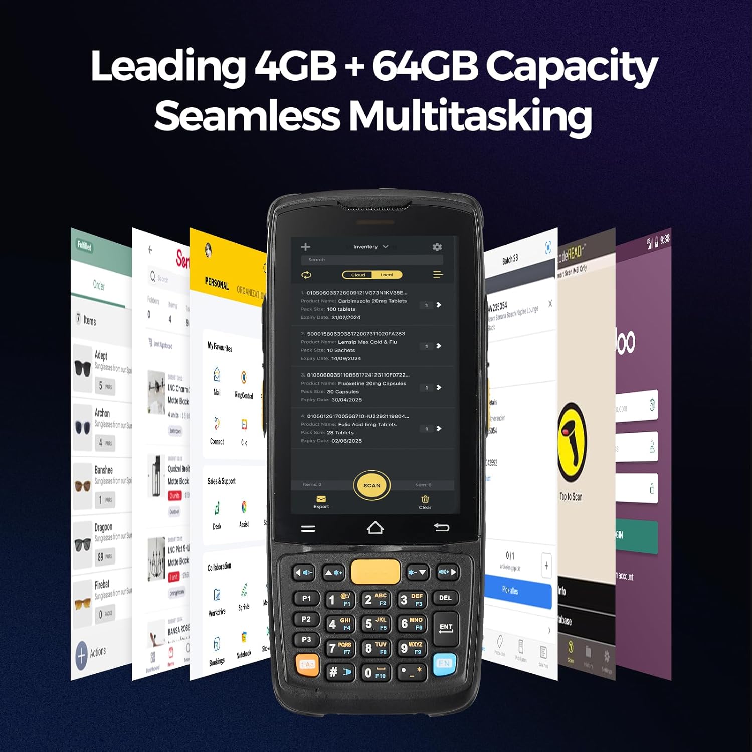 MUNBYN Android Barcode Scanner MC005, Android 14, 4GB+64GB PDA Handheld, Equipped with HS7 1D & 2D Bar Code Scan Engine, 4-inch Touchscreen, 5000mAh Mobile Scanner for Inventory Warehouse - Image 3