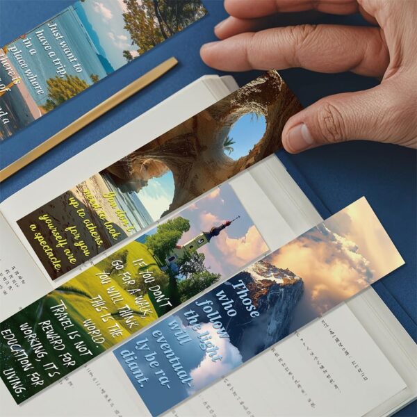 30Pcs Motivational Landscape Bookmarks Inspirational Page-Markers with Uplifting Quotes for Students Kids Teens Adults and Reading Lovers - Image 5