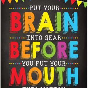 Andaz Press School Classroom Homeschool Teacher Wall Art Decor Poster Signs, 8.5x11-inch, Put Your Brain Into Gear Before Mouth Into Motion, 1-Pack, Unframed, Kids Motivational Quotes