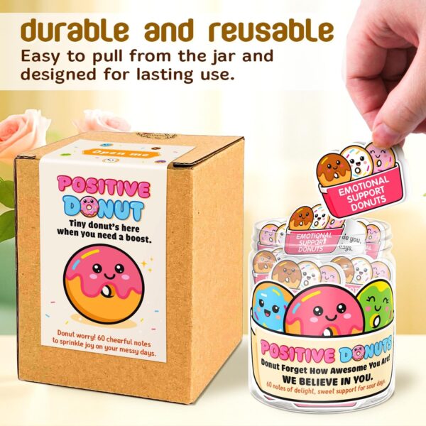 Emotional Support Donut – Funny Donut Gifts For Women, Kid - 60 Positive Donut Daily Affirmation Cards Jar – Inspirational Gifts for Women - Self Care Gift for Coworkers, Teens, Friends, Boss - Image 3