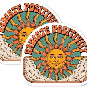 Radiate Positivity Magnet 4 Inch 2-Pack Motivational Uplifting Quote – Strong Vinyl Decorative Magnets for Fridge Locker Kitchen Office – Cute Fun Aesthetic Cool Durable & Souvenir ID44999