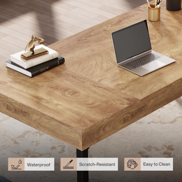 Tribesigns 55" Industrial Executive Desk for Home Office, Rustic Simple Computer Laptop Desk with Strong Metal Legs, Study Writing Table Business Workstation, Small Conference Table - Image 5