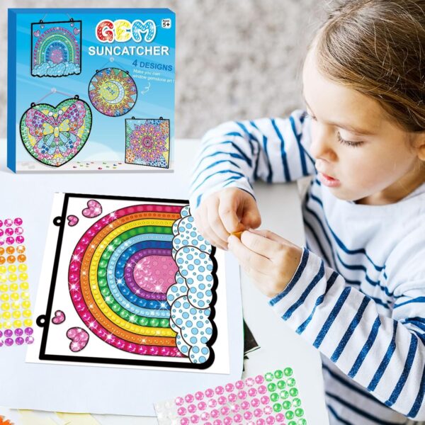 BANBBUR 4 Pcs Window Art Kits for Kids,Gem Arts for Kids Ages 8-12 4-8,Suncatcher Kits for Kids,Diamond Art and Crafts for Girls Boys Birthdays Christmas Gift - Image 2