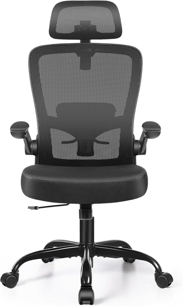 FelixKing Ergonomic Office Chair, Headrest Desk Chair with Adjustable Lumbar Support, Home Office Swivel Task Chair with High Back and Armrest, Adjustable Height Gaming Chair(Black) - Image 4