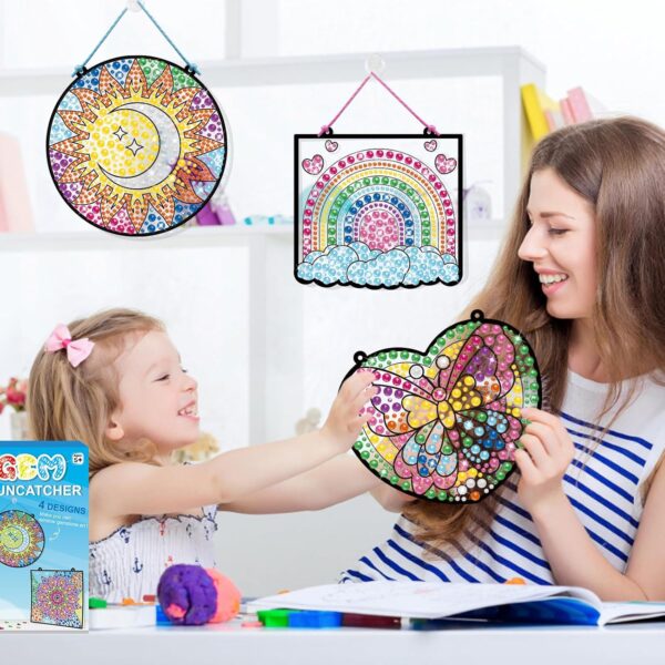 BANBBUR 4 Pcs Window Art Kits for Kids,Gem Arts for Kids Ages 8-12 4-8,Suncatcher Kits for Kids,Diamond Art and Crafts for Girls Boys Birthdays Christmas Gift - Image 6