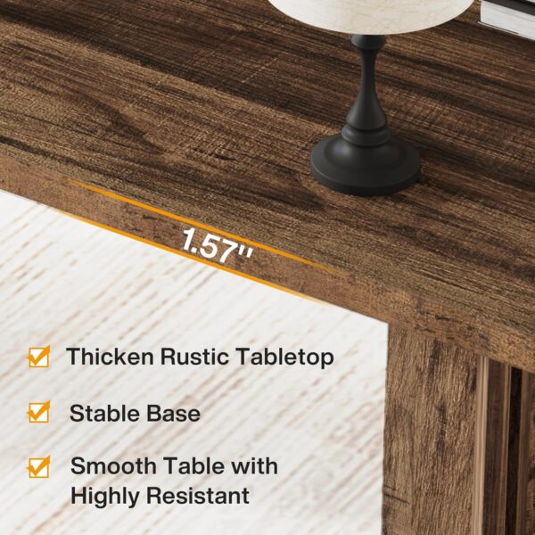 Tribesigns 63-inch Executive Desk, Vintage Office Computer Desk with Large Tabletop, Farmhouse Wood Writing Conference Table Workstation for Home Office, Study, Dark Brown - Image 8