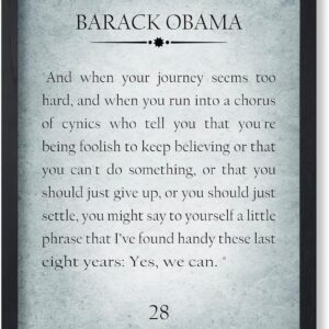Monem Art President Barack Obama Poster - Yes We Can Print - Motivational Quote Art - Inspiring Gift for Him, Her, Students - Typography Decor for Office, Classroom, Dorm - 8x10 UNFRAMED Wall Art