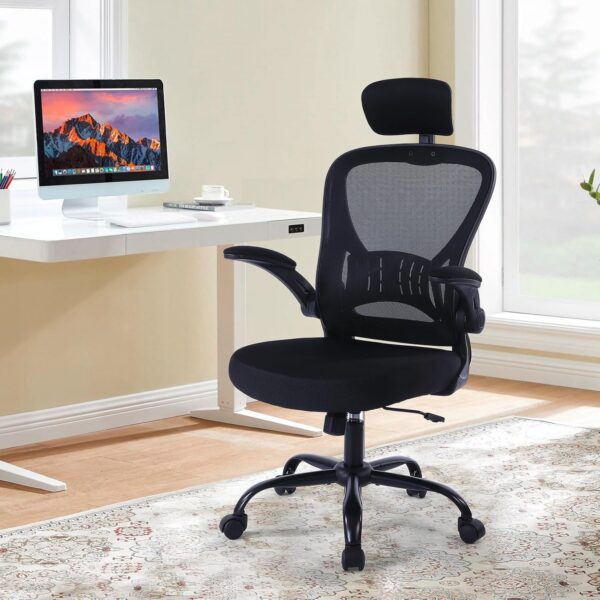 ralex-chair Ergonomic Office Chair with Adjustable Headrest & Lumbar Support, Desk Chair with Flip-Up Armrests, Comfortable for Home, Office, Conference Room - Image 2
