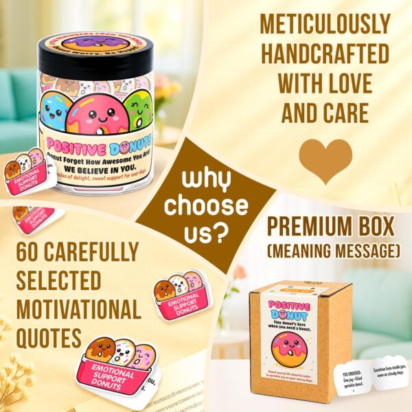 Emotional Support Donut – Funny Donut Gifts For Women, Kid - 60 Positive Donut Daily Affirmation Cards Jar – Inspirational Gifts for Women - Self Care Gift for Coworkers, Teens, Friends, Boss - Image 5