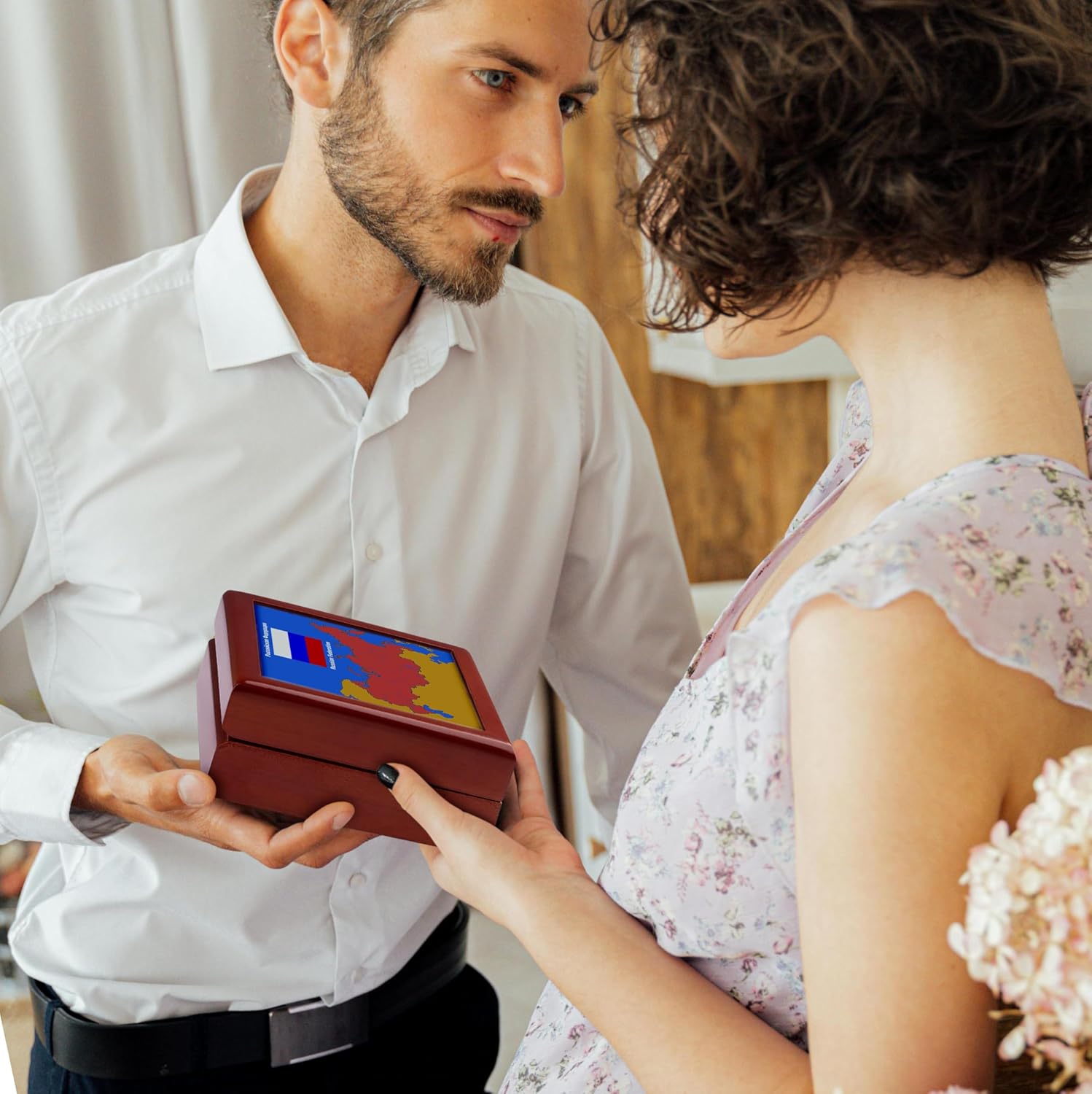 3dRose Map and Flag of the Russia with Russian Federation printed in English and Russian, Jewelry Box jb-42587-1 - Image 3