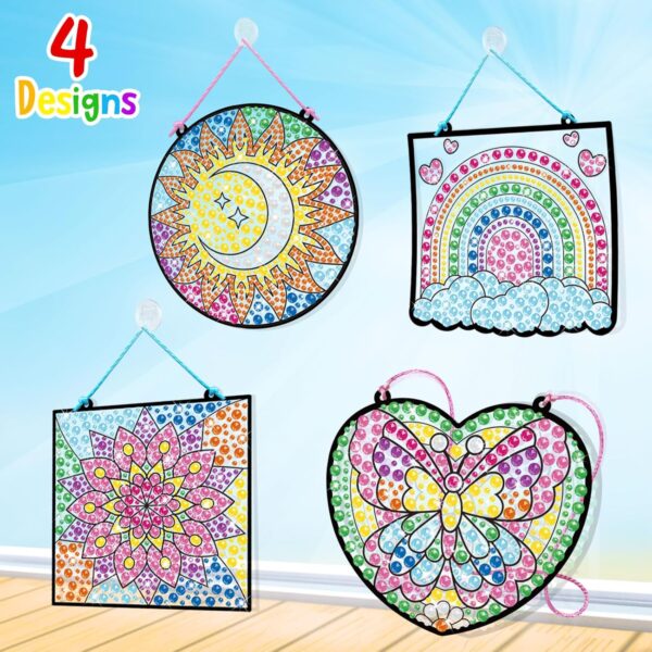 BANBBUR 4 Pcs Window Art Kits for Kids,Gem Arts for Kids Ages 8-12 4-8,Suncatcher Kits for Kids,Diamond Art and Crafts for Girls Boys Birthdays Christmas Gift - Image 3