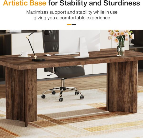 Tribesigns 63-inch Executive Desk, Vintage Office Computer Desk with Large Tabletop, Farmhouse Wood Writing Conference Table Workstation for Home Office, Study, Dark Brown - Image 7
