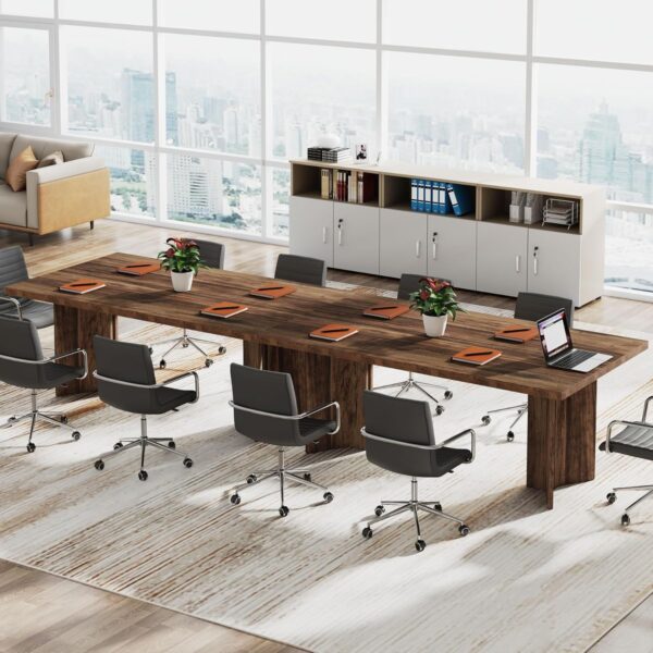 Tribesigns 63-inch Executive Desk, Vintage Office Computer Desk with Large Tabletop, Farmhouse Wood Writing Conference Table Workstation for Home Office, Study, Dark Brown - Image 6