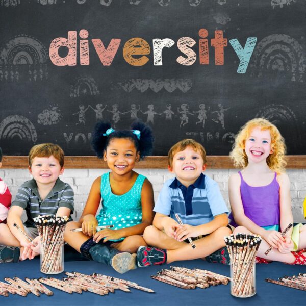 Gerrii 100 Pcs Inspirational Pencils Bulk Diversity Motivational Pencils with Eraser Retro Rainbow Back to School Stationery for Kids Affirmation Gifts Classroom Rewards First Day of School Supplies - Image 7
