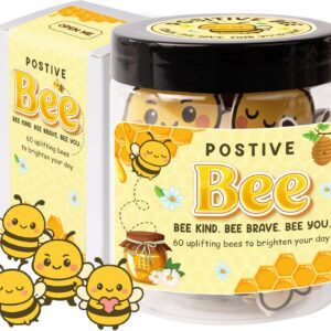 Positive Bee Jar – 60 Cute Bee Affirmation Cards for Women, Teachers, Grandma, Inspirational Gifts for Stress Relief, Self-Care, Birthday, Desk Decor for Bee Lovers (Positive Bee)