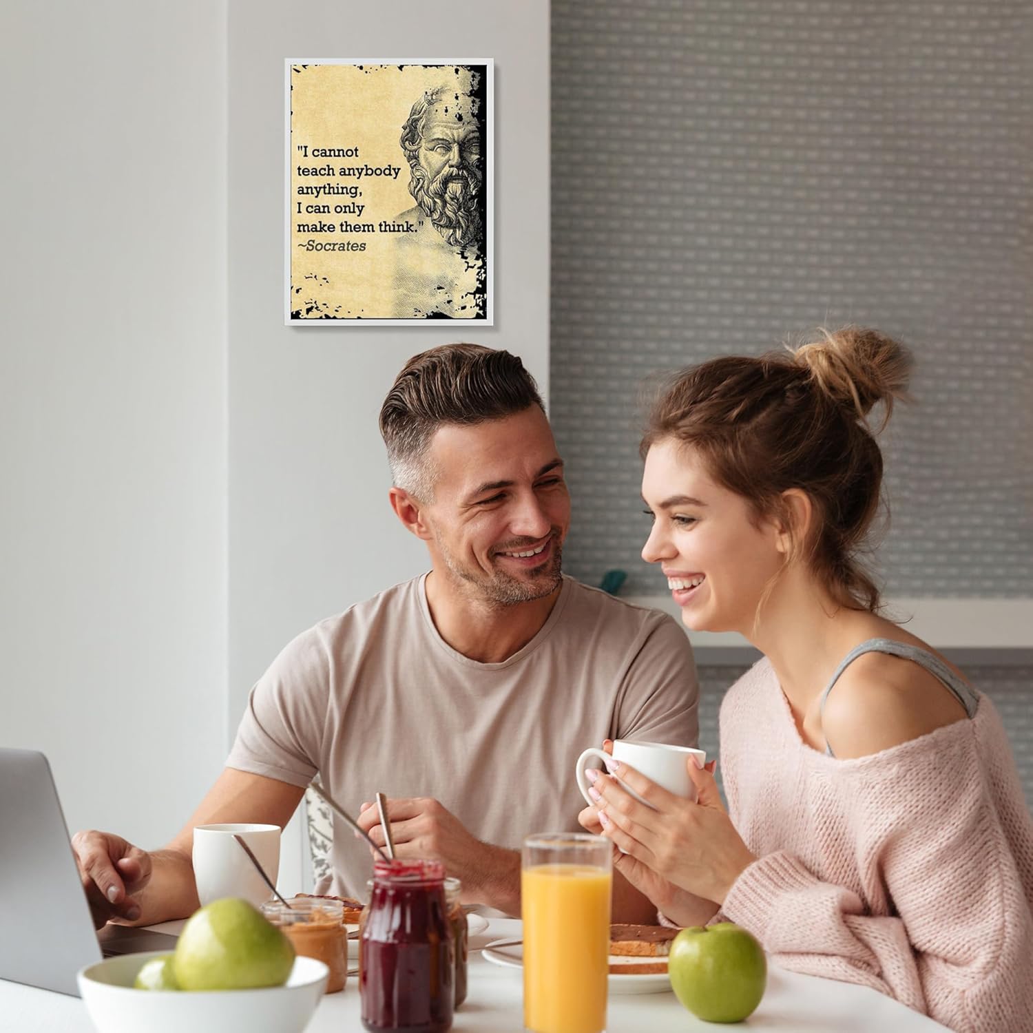 Socrates Quotes Wall Art Print - I Cannot Teach, I Can Only Make You Think - Motivational Wall Art Decor for Home, Office, Living Room & School Decor - 8x10 Unframed Poster Print - Image 4