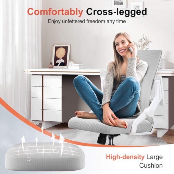 GTRACING Ergonomic Office Chair with Flip-up Armrests Executive Computer Chair for Home Office, Breathable Mesh & Adaptive Lumbar Support, Wide Seat Gray - Image 6