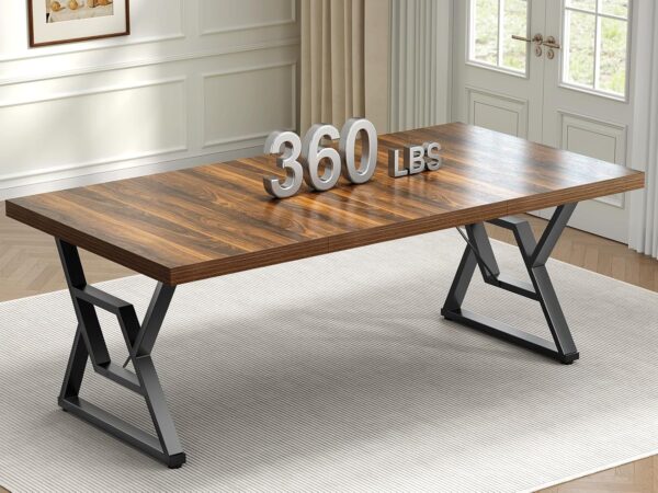 70.8" Large Executive Desk - Computer Office Desk Workstation, Modern Business Writing Table with Sturdy Metal Legs for Home Office (Dark Walnut/Black)