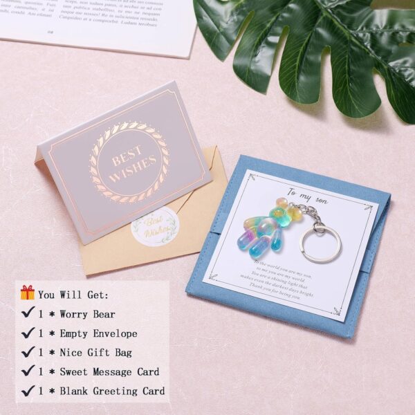 Pocket Bear Hug, Anxiety Relief Gifts for Son from Mom Dad, Mental Health Positivity Gift for Men Teen, Autism Fidget Gift, Thoughtful Gifts for School Anxiety, Rainbow Blue - Image 6
