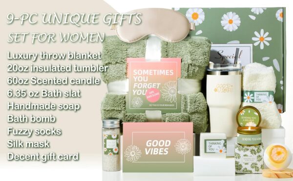 Care Package for Women Get Well Gift Baskets After Surgery Birthday Gifts Self Care Relaxing Spa Thinking of You Blanket - Image 9