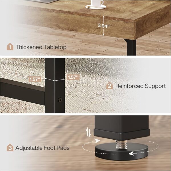 Tribesigns 55" Industrial Executive Desk for Home Office, Rustic Simple Computer Laptop Desk with Strong Metal Legs, Study Writing Table Business Workstation, Small Conference Table - Image 6