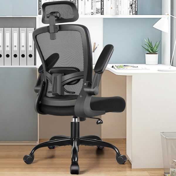 FelixKing Ergonomic Office Chair, Headrest Desk Chair with Adjustable Lumbar Support, Home Office Swivel Task Chair with High Back and Armrest, Adjustable Height Gaming Chair(Black) - Image 2