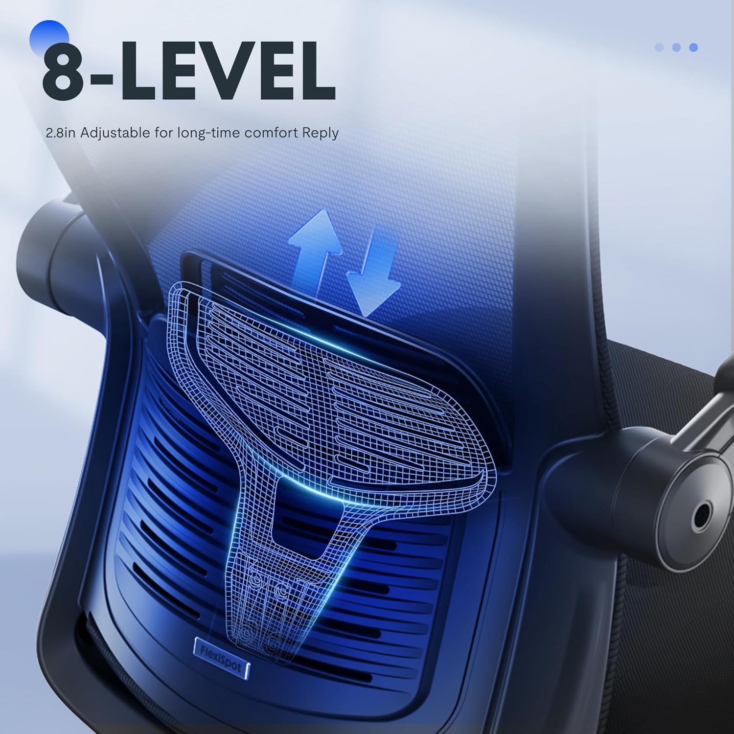 FLEXISPOT OC3-Pro Ergonomic Office Chair High Back Computer Chair with Flexible Flip-up Armrest/8-Level Lumbar Support, High Elastic Foam Seat Cushion, Chairs for Home Office Working Studying, Black - Image 6