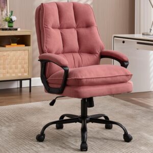 Comfy Office Chair Soft and Double Padded Executive Office Chair for Long Hours Computer Desk Chair with Height Adjustment Work Chairs for Home Office Pink