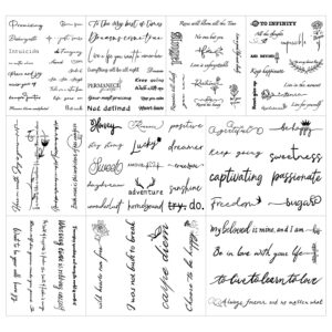 10 Sheets Realistic English Word Temporary Tattoos Stickers,100 Pcs Inspirational Quotes Words Tattoos for Women Man Adult 570