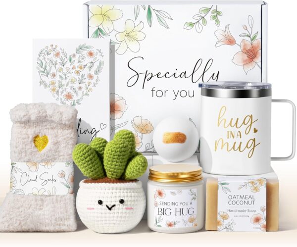 Self Care Get Well Soon Gifts Basket for Women, Birthday Gifts for Women Spa Care Package, Thinking of You Inspirational Sympathy Gift Basket, Unique Christmas Gift for Mom Her Wife Best Friend Sister