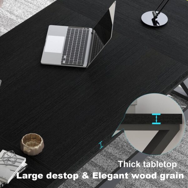 LVB 70.8" Black Computer Desk, Large Industrial Pc Study Home Office Desk, Long Modern Wood Gaming Work Writing Desk for 2 Person, Farmhouse Double Workstation Executive Desk with Storage in Bedroom - Image 4