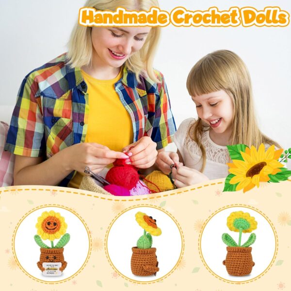 Mini Positive Crochet Multicolor-Flowers Doll - Funny Handmade Knitting Doll Birthday Emotional Inspirational Cheer Support Ideas Gifts for Women Girls Coworker Teacher Appreciation Gifts - Image 3