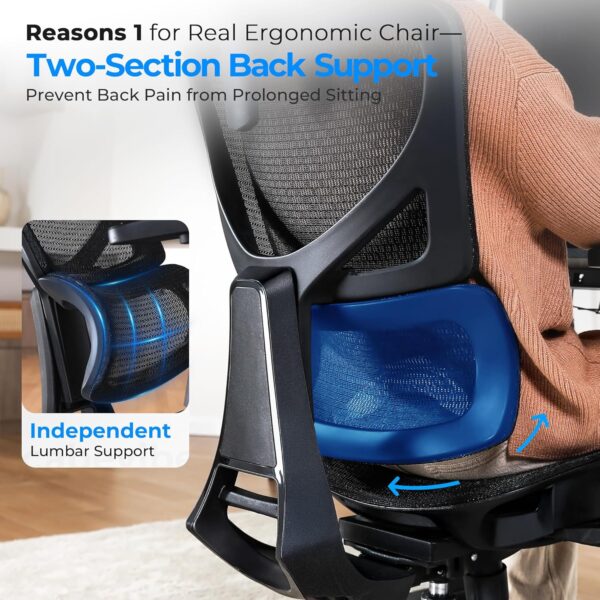 Ergonomic Office Chair - Big & Tall 6'6" Mesh Chair with Dynamic Lumbar Support, 4-in-1 Quick Adjust, 350lbs Capacity - BIFMA Certified Computer Chair for Home Office - Image 4