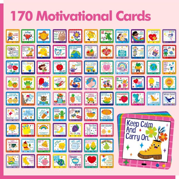 Gethelud 170 Motivational Cards for Kids, Cute Lunchbox Notes Inspirational Affirmations Words Funny Puns for Children, Boys and Girls, Perfect for Parties, Schools, Bake Sales, Picnics - Image 2