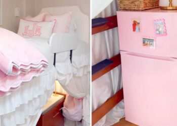 Mother Designs Pink Dorm Room and Hides Secret Underneath Mattress