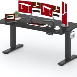 SANODESK Standing Desk Height Adjustable Electric Stand up Desk 71x32 Inches Sit Stand Home Office Desk with Splice Board, Black Frame/Black Top