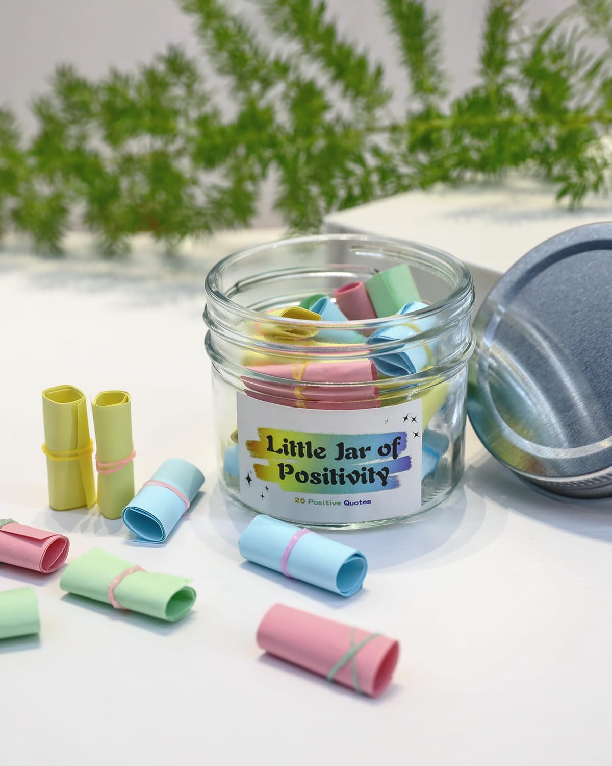 20 Positive Messages - Mini Jar of Positivity - Uplifting Affirmations, Self Care, Kindness, Joy, Motivational Messages Positive Jar Decorative Jar (Colorful-Positive) - Image 4